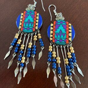Southwest design beaded dangle earrings.